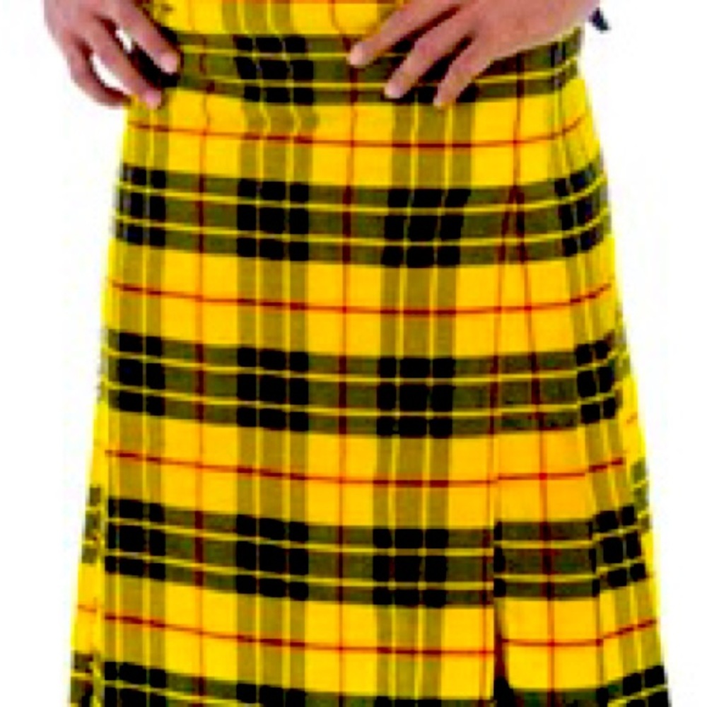 MacCloud Tartan Kilt - Yellow and Black Plaid Fabric Kilt Men’s size 56-60